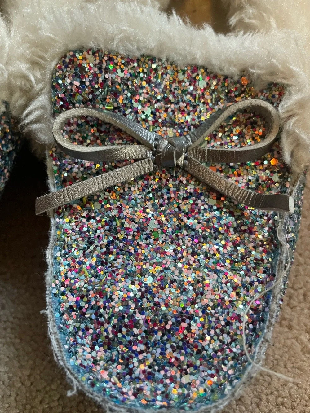 Kids Sparkle Faux-Fur Lined Slippers - Multicolor